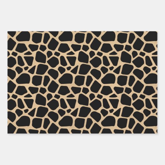 Black Brown Giraffe Print Inpakpapier Vel (Voorkant 3)