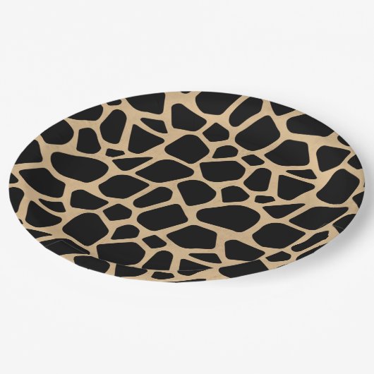 Black Brown Giraffe Print Papieren Bordje (Gekanteld)