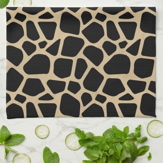 Black Brown Giraffe Print Theedoek (Gevouwen)