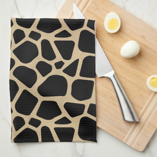 Black Brown Giraffe Print Theedoek (Quarter Fold)