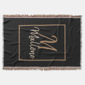 Black Brown Gold-scripts Elegant Monogram Deken (Voorkant)