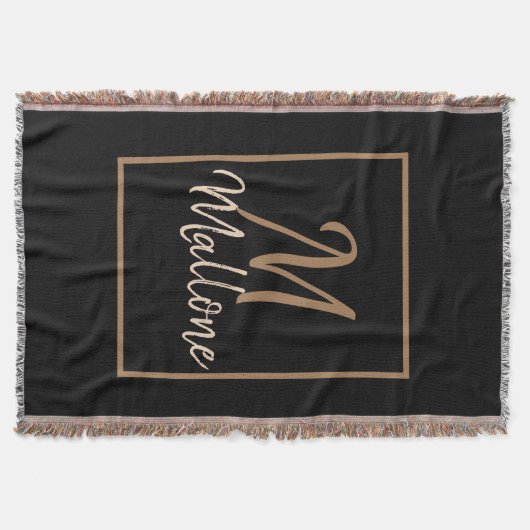 Black Brown Gold-scripts Elegant Monogram Deken (Voorkant)