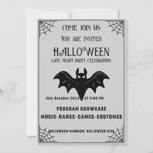 Black & Brown Halloween-feestuitnodiging Kaart (Voorkant)