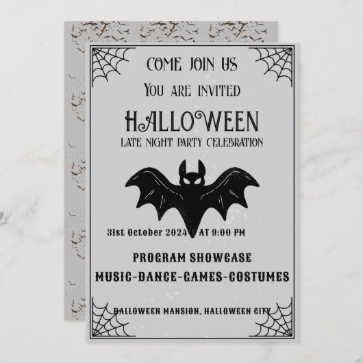 Black & Brown Halloween-feestuitnodiging Kaart (Voorkant / Achterkant)