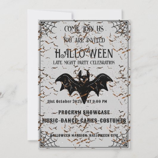 Black & Brown  Halloween-feestuitnodiging Kaart (Voorkant)