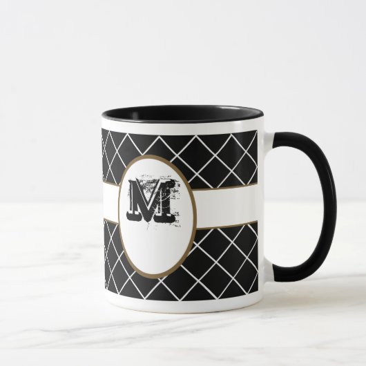 Black Brown Monogrammed Mannen Mok (Rechts)