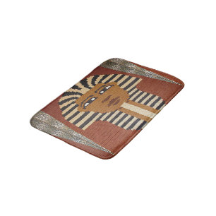 Black Brown Pharaoh King Tut Artisan Crochet Print Badmat