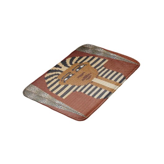Black Brown Pharaoh King Tut Artisan Crochet Print Badmat (Gekanteld)