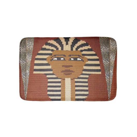 Black Brown Pharaoh King Tut Artisan Crochet Print Badmat (Voorkant)