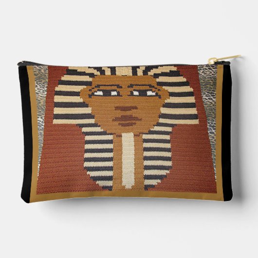 Black Brown Pharaoh King Tut Artisan Crochet Print Etui (Achterkant)