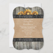 Black Brown Rustic Sunflower Wedding Invite Kaart (Voorkant)