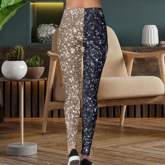 Black Brown Tan Glitter Texture Seamless Pattern  Leggings