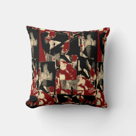 Black Brown Tan Taupe Burgundy Contemporary Print Kussen