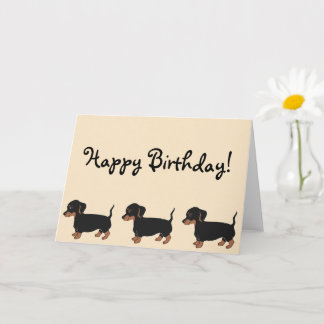 Black Brown Teckels Creme Happy Birthday Kaart