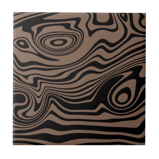 Black Brown Wavy Custom Colors Ceramic Tegel Tegeltje (Voorkant)