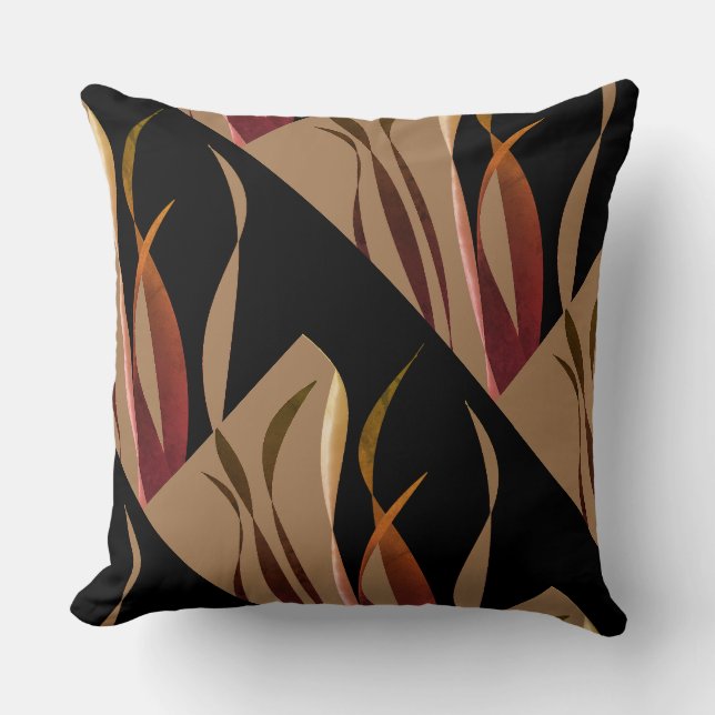 Black Brown Wavy Design Pillow Kussen (Voorkant)