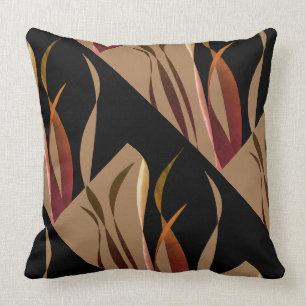 Black Brown Wavy Design Pillow Kussen