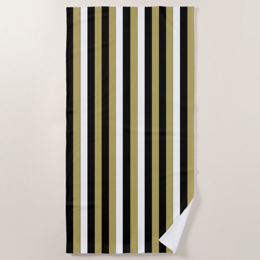 Black Brown White Striped Pattern Elegant Strandlaken (Voorkant)