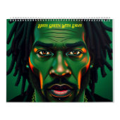 Black Bruh Green met Afgunst Afrika Afro-Man Locs Kalender (Hoes)
