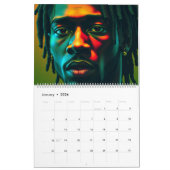 Black Bruh Green met Afgunst Afrika Afro-Man Locs Kalender (Jan 2026)