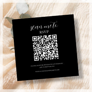 Black   Bruiloft RSVP QR Code Informatiekaartje