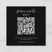 Black | Bruiloft RSVP QR Code Informatiekaartje (Voorkant)