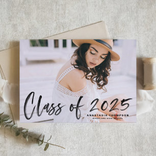 Black Brush Lettering Klas van 2025 Afstuderen Briefkaart