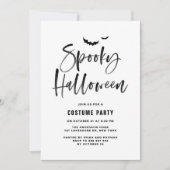 Black Brush Lettering Spooky Halloween Party Kaart (Voorkant)