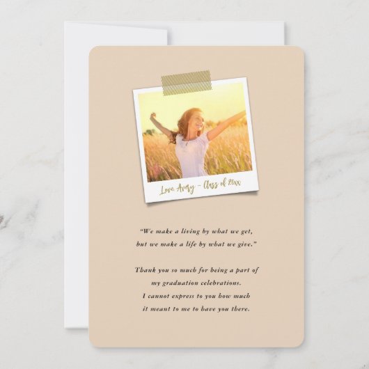 Black Brush Script Calligraphy Photo Afstuderen Bedankkaart (Achterkant)