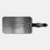 Black Brushed Metallic Personalized Monogram chic  Bagagelabel (Achterkant horizontaal)