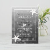 Black Bubbles Starfish Beach Wedding Invitting Kaart (Staand voorkant)