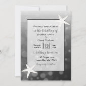 Black Bubbles Starfish Beach Wedding Invitting Kaart (Voorkant)