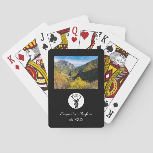 Black Buck Silhouette Monogram w Gepersonaliseerd Pokerkaarten (Achterkant)