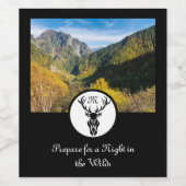 Black Buck Silhouette Monogram w Gepersonaliseerd  Wijn Etiket (Enkel label)