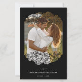 Black Budget Nice Floral Frame Wedding Photo (Voorkant)