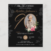 Black Budget Surprise 90ste verjaardag uitnodiging (Voorkant)