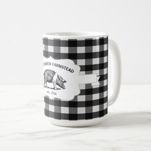 Black Buffalo Boerderij Pig Coffee Mok (Voorkant rechts)