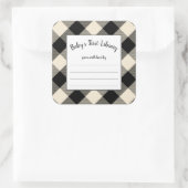 Black Buffalo Check baby shower boek bord Vierkante Sticker (Tas)