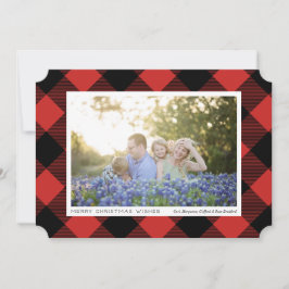 Black Buffalo Check Pset op Red Photo Holiday