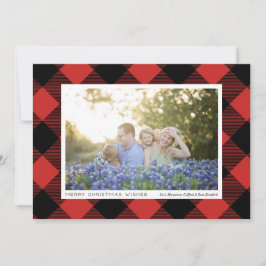 Black Buffalo Check Pset op Red Photo Holiday