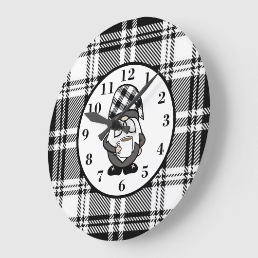 Black Buffalo Plaid Gnome Grote Klok (Hoek)