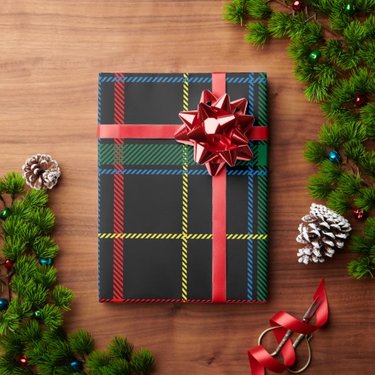 Black Buffalo Plaid Wrapping Paper Cadeaupapier (Feestdagen Geschenken)