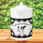 Black Buffalo Plays Boerderij Koe Theepot<br><div class="desc">Voeg een rustieke touch toe aan uw keuken met deze Black Buffalo Plaid Boerderij Koe Theepot. Theepot ontwerp beschikt over een boerderijen koe op een elegant label en aangepaste tekst voor u om te personaliseren met uw familienaam tegen een gingham-patroonachtergrond. Extra home decor items beschikbaar met dit ontwerp.</div>