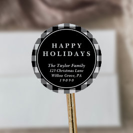 Black Buffalo Pset-adres voor kerstmis Ronde Sticker