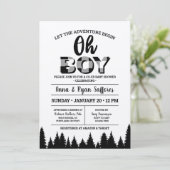 Black Buffalo Pset Baby shower Invitation Oh Boy Kaart (Staand voorkant)
