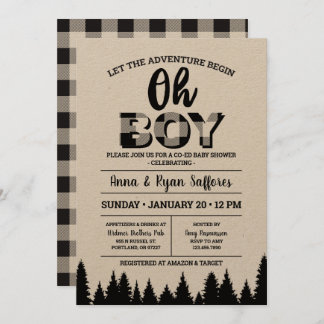 Black Buffalo Pset Baby shower Invitation Oh Boy Kaart