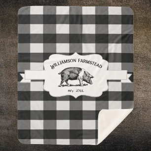 Black Buffalo Pset Boerderij Pig Sherpa Blanket Deken