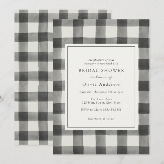 Black Buffalo Pset Bridal Shower-uitnodiging Kaart (Voorkant / Achterkant)