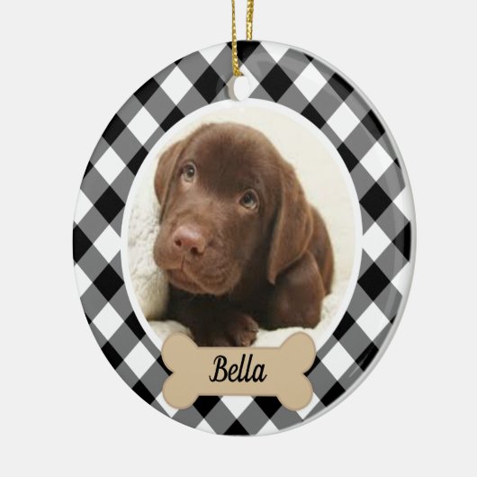 Black Buffalo Pset Custom Puppy Dog Photo Keramisch Ornament (Links)