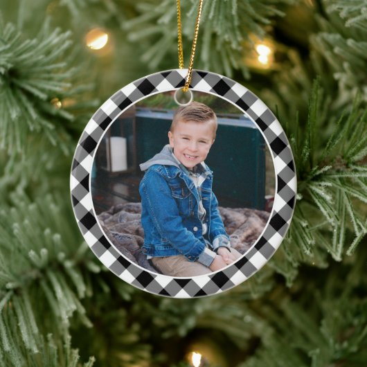 Black Buffalo Pset Holiday Foto gepersonaliseerd Keramisch Ornament (Boom)